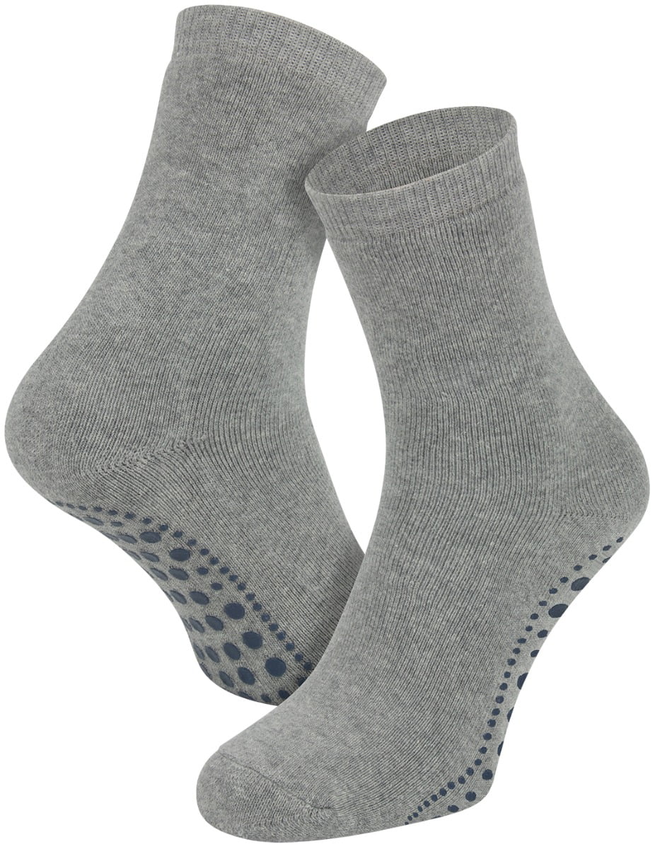 Antislip kindersokken van katoen-23/26-Light grey melange | sokken-online.nl | Yellow Moon